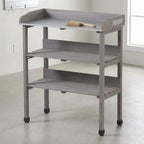 Multi-Functional Patio Storage Cabinet, 3-Tier Outdoor Potting Bench with Adjustable Support Feet & Tool Hooks,for Indoor Outdoor Multipurpose Use,Grey