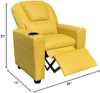 Lilola Home Marisa Kids Recliner Chair with Cup Holder, Yellow PU Leather Youth Reclining Chair, Child Recliner for Boys and Girls, Bedroom, Playroom, Nursery Seating, Water Resistant, Ages 1–5