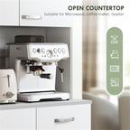 Kitchen Storage Cabinet with Multiple Doors, Drawer, Adjustable Shelves, and Open Countertop for Microwave, Toaster, or Coffee Maker – Pantry Organizer with Anti-Tip Safety Strap (White)