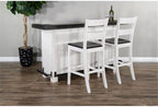 Pemberly Row 78" Farmhouse Wood Bar Unit with Foot Rail, Adjustable Shelves, Removable Wine Rack, Stemware Storage, in Espresso Finish