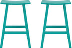 Costaelm All-Weather Bar Stools Set of 2, 29" Height Outdoor Bar Stools, Adirondack Poly Patio Bar Stool for Patio, Deck, Kitchen Counter and Garden, Turquoise