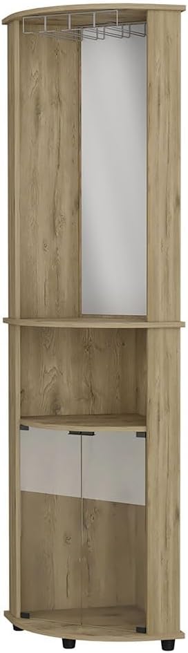 Farmhouse Rustic Corner Cabinet, Storage Locker 3-Tier Shelf with Glass Rack,for Kitchen Home