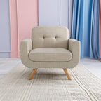 Rosevera Elena Contemporary Accent Armchair with Linen Upholstery Living Room Furniture, Natural