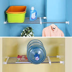 Hershii Expandable Closet Tension Shelf Rod Adjustable Storage Rack Heavy Duty DIY Organizer Divider for Wardrobe Cupboard Kitchen Bathroom
