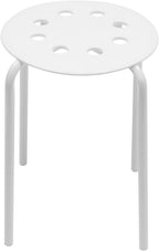 LOYALHEARTDY 10Pcs Commercial Furniture Stacking Stools for Kids and Adults, 17.72'' Portable Nesting Office and Classroom Stools Backless Stool with Round Top for Adult Office Home Kitchen (White)