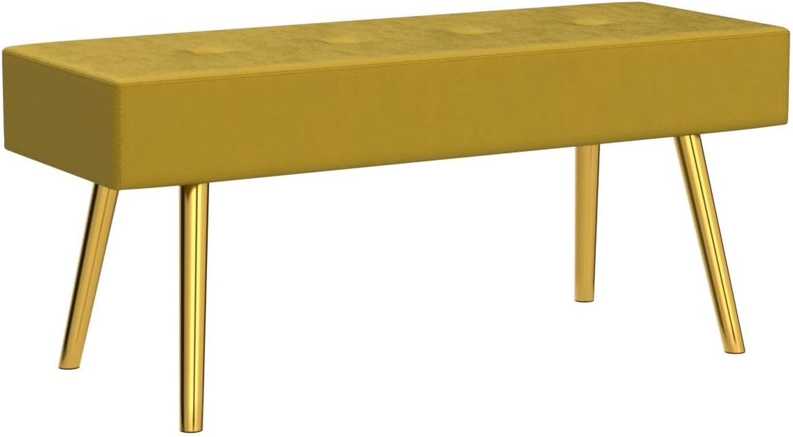 Homedot Accent Bench for Living Room Ottoman Bench Elegant Velvet Bedroom Bench End of Bed with Black Metal Legs, Indoor Bench for Dining Room, Living Room, Make Up Room