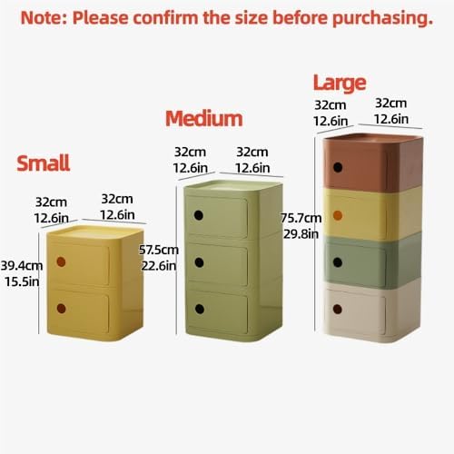 Square ABS Nightstand with Drawers, Modern Style Side Table, Bedside Table with Round Handle, Small Storage Cabinet for Bedroom, Office and Living Room(Green,Small)