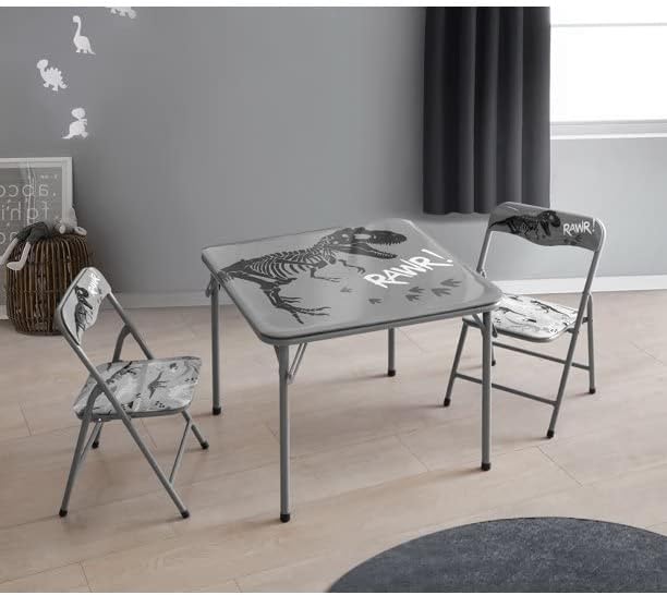 Heritage Kids Dinosaur 3 Piece Table and Chair Set, Grey