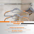 Plastic Hangers 10 Pack, Cascading Slim Space Saving Clothing Hangers with 360° Rotating Hook, Non Slip Clothes Hangers for Sweater Shirt, Heavy Duty Coat Hanger with Inner Hook for Closet, Grey