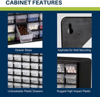Akro-Mils 64-Drawer Plastic Drawer Storage Cabinet for Garage Organization, Bead Organizer, Building Bricks Storage, Teacher Toolbox, Makeup Organizer, 20-Inch W x 6-Inch D x 16-Inch H, 10164 White