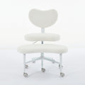 Saiveina Meditation Chair Plus, Cross Legged Chair with Wheels, ADHD Chair, Criss Cross Desk Chair with Lumbar Support and Adjustable Stool, Flexible Design for Fidgety Sitters, Ivory