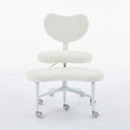 Saiveina Meditation Chair Plus, Cross Legged Chair with Wheels, ADHD Chair, Criss Cross Desk Chair with Lumbar Support and Adjustable Stool, Flexible Design for Fidgety Sitters, Ivory