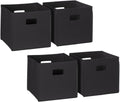 RiverRidge Folding Storage Bins with Handles Black Cube Storage Organizer for Closet, Bedroom & Playroom - Closet Organizers and Storage Set of 4