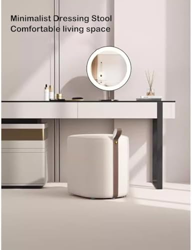 Scandinavian Makeup Stool Chair for Girls' Bedroom, Light Luxury Dresser Seat, Small Square Footstool, Stylish Shoe Bench for Living Room (White B)