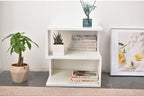 15.7" Modern White 2-Tier Side Table, Minimalist Engineered Wood End Table, Open Storage Bookshelf for Living Room Bedroom