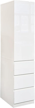 JOYSOURCE Narrow 24'' Deep Kitchen Pantry Storage Cabinet with Doors, Shelves, Drawers Tall Cupboard for Food Glossy White (Left-Hinged)