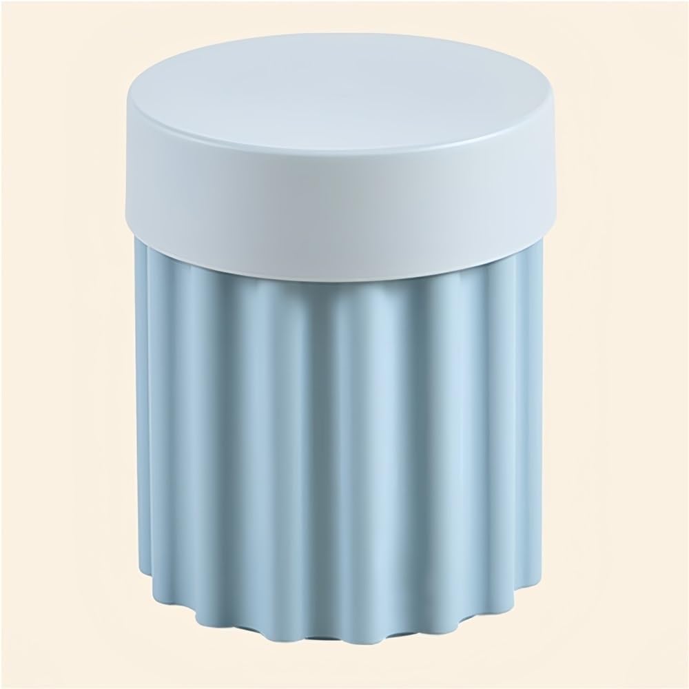 Storage Round Side End Table, Small Coffee Table with Stool Lids, Creative Pla Sofa Table for Living Room, Home and Office(Blue)
