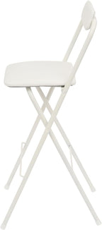 LOYALHEARTDY 1 Pcs Folding Stool, 29.5 in Folding Counter Height Bar Stool with Backrest Cushioned Padded Folding Stool Portable Bar Stool for Camping Kitchen Home Office (White, 29.5 in)