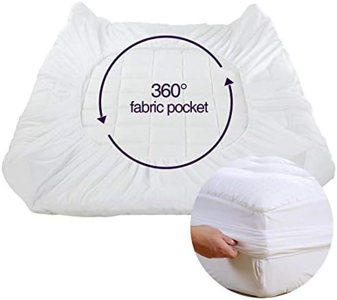 EASELAND Queen Size Mattress Pad Pillow Top Mattress Cover Quilted Fitted Mattress Protector Cotton Top Stretches up 8-21" Deep Pocket Cooling Mattress Topper (60x80 inch, White)