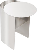 Bedside Table Small Nightstand, Compact Stainless Steel Side Table, Space Saving End Table for Living Room, Bedroom, Office,Apartment (Round Shape)