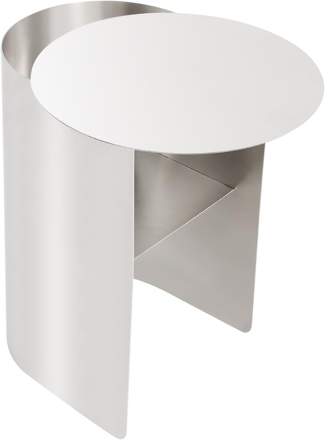 Bedside Table Small Nightstand, Compact Stainless Steel Side Table, Space Saving End Table for Living Room, Bedroom, Office,Apartment (Round Shape)