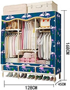 Portable Wardrobe,Simplicity Fabric Cupboard Clothes Storage Hanging Rail Storage Cabinet with Drawer Storage Shoes,Toy(Size:168 * 128 * 45CM)