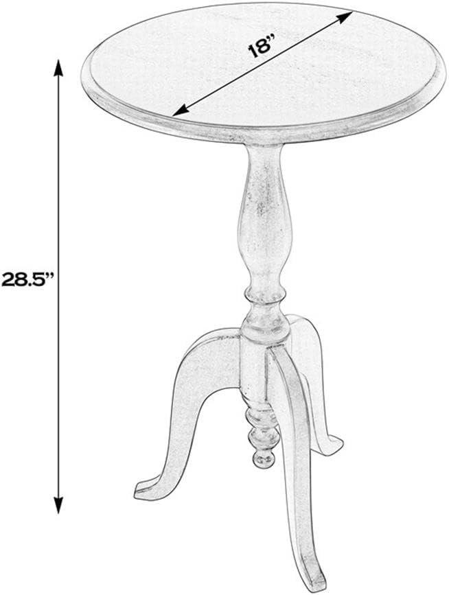 Beaumont Lane Traditional Round Wood Pedestal Side Table, 18" W x 28.5" H, Solid Mango Construction, Medium Brown Finish, Cabriole Legs, Turned Base, Living Room, Bedroom, or Office Accent Table
