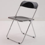 Modern Transparent Teal Acrylic Folding Chair with Electroplated Silver Legs for Clothing Store(Black)