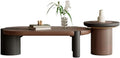 Mobile Side Table Modern Wooden Nesting Coffee Table Set Oval & Round Living Room Office Contrast Finish