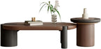 Mobile Side Table Modern Wooden Nesting Coffee Table Set Oval & Round Living Room Office Contrast Finish