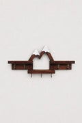Rustic Mountain Wall Shelf with Hooks, Wood & Metal Wall Storage Organizer, Decorative Floating Shelves for Entryway Bedroom Nursery, Farmhouse Style Home Decor