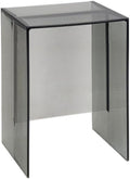 Modern Transparent ABS Side Table, Creative Night Stand for Small Spaces, Simple Plastic Stool, Multifunctional End Table for Living Room, Bedroom, Bathroom(Gray)