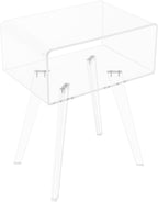 Clear Acrylic Nightstand with 2 Tiers, Modern Transparent Bedside Table, 16.5x11.8x21.7 Inches, Storage Organizer for Bedroom, Living Room, Apartment