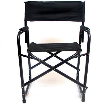 E-Z UP Standard Height Directors Chair, Seat 17.5” High, Padded Armrests and Storage Bag, Black
