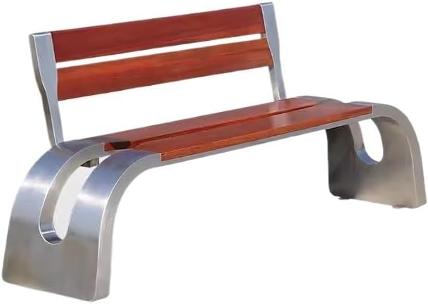 Patio Benches for Outdoors Outdoor Bench Solid Wood Community Square Stainless Steel Park Chair Garden Benches for Outdoors