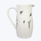 Young's Inc Honey Bee Ceramic Water Pitcher/Vase,Bee Farmhouse,Rustic Decor for Kitchen,Dining Accessories,8 Inch