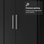 Madesa Kitchen Set 3 Pantry Storage Cabinet with 15 Utility Shelves 71" L Wooden Organization Unit for Kitchen (Black)