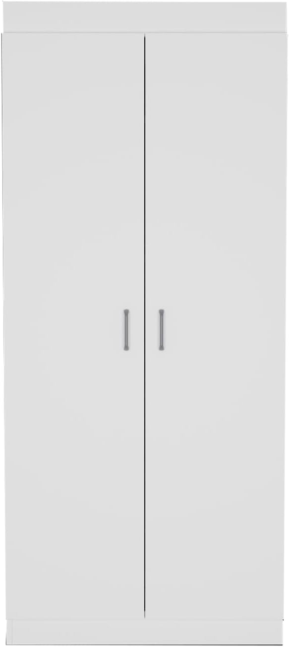 Spacious White Pantry Cabinet: 5 Shelves, 3 Door Shelves