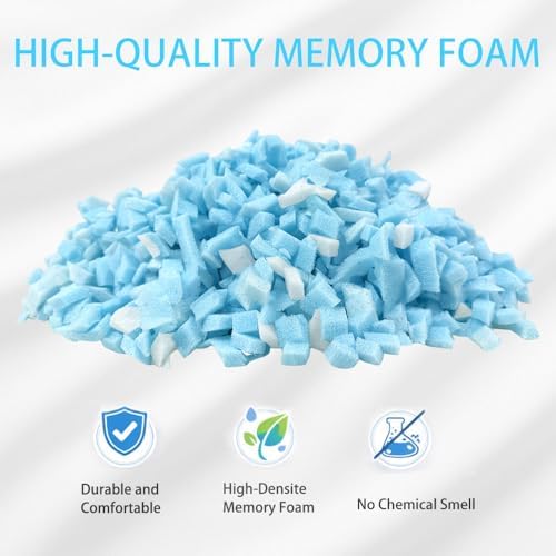 Hem Dgpy Bean Bag Filler 10lbs, Shredded Memory Foam Filling for Bean Bag Chair Refill, Stuffing for Pillow, Punching Bag, Dog Bed, Cushions, Couch (Blue & White)