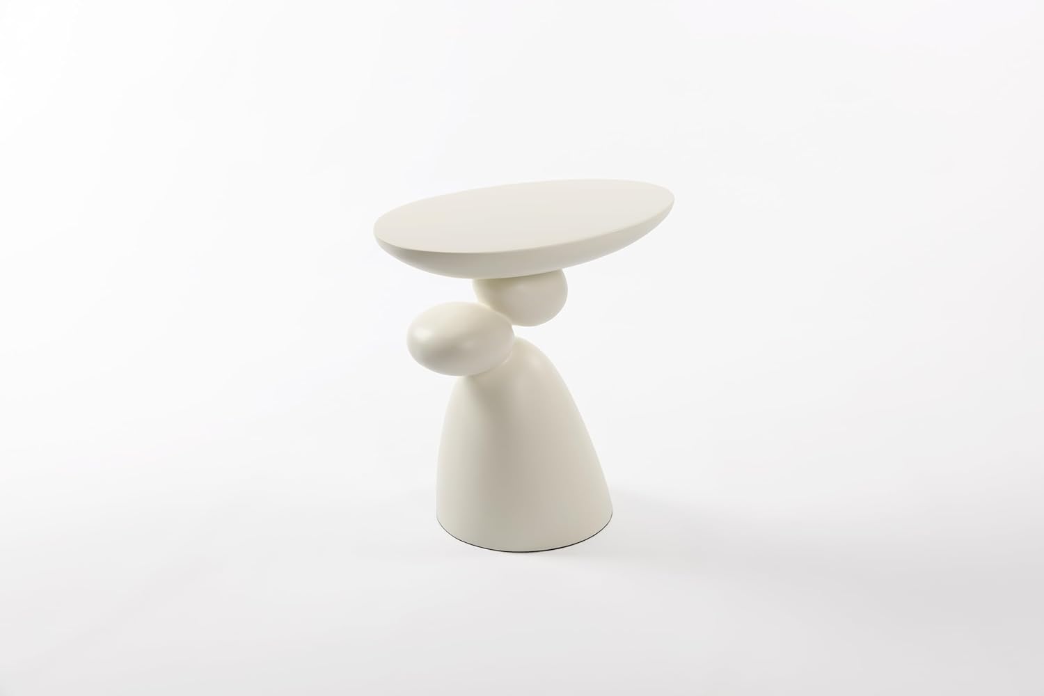 Lucky Stone End Table, Fiberglass Side Table, Modern Minimalist Corner Table, Coffee Table with Decoration, Home Decor for Living Room, Bedroom, Guestroom (Milk White)