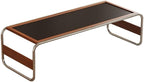 Small Round Table Mid-Century Modern Wood & Metal Coffee Table Black Top Open Frame Living Room Side Table