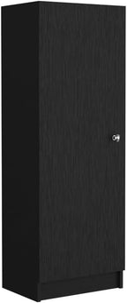 Kitchen Pantry 47" H,One Door Cabinet,Four Interior Shelves,Black,for Kitchen,Dining Room,16.9 * 12.3 * 47.4