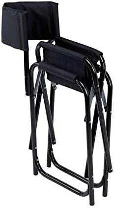 E-Z UP Tall Directors Chair, Seat 31” High, Padded Armrests and Storage Bag, Black