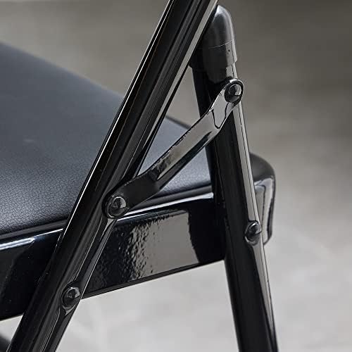 Karl home 6 Pack Black Folding Chairs with Padded Seats for Outdoor & Indoor, Portable Stackable Commercial Seat with Steel Frame for Events Office Wedding Party, 330lbs Capacity
