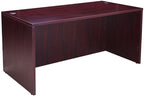 Boss Office Products Holland 71" Executive Desk and Credenza with Dual File Storage Pedestal and Hutch, Mahogany