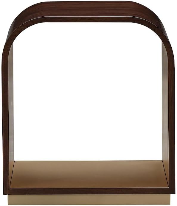 Michael Amini Houston Brown Walnut End Table Solid and Manufactured Wood Birch Wood Species Single Piece Sturdy Contemporary Accent Furniture for Living Room