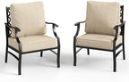 MIXPATIO Patio Chairs Set of 2, High Back Outdoor Patio Metal Leg Chairs with 5.75" Thick Cushions for Bistro Balcony Porch Deck and Yard, Beige