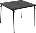 34 Inch Folding Table Foldable Portable Table, Square Folding Card Table for Poker Games, Camping, Picnic, Metal Construction with PU Soft Padded Tabletop, Space Saving Storage, Black