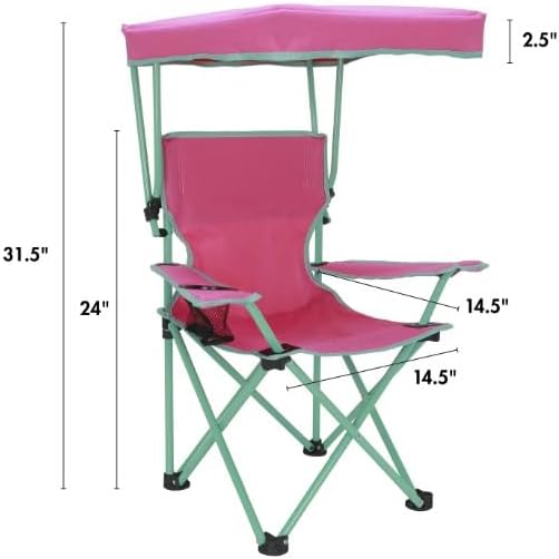 Kids Canopy Chair with Safety Lock (125 lb. Capacity), Pink/Green
