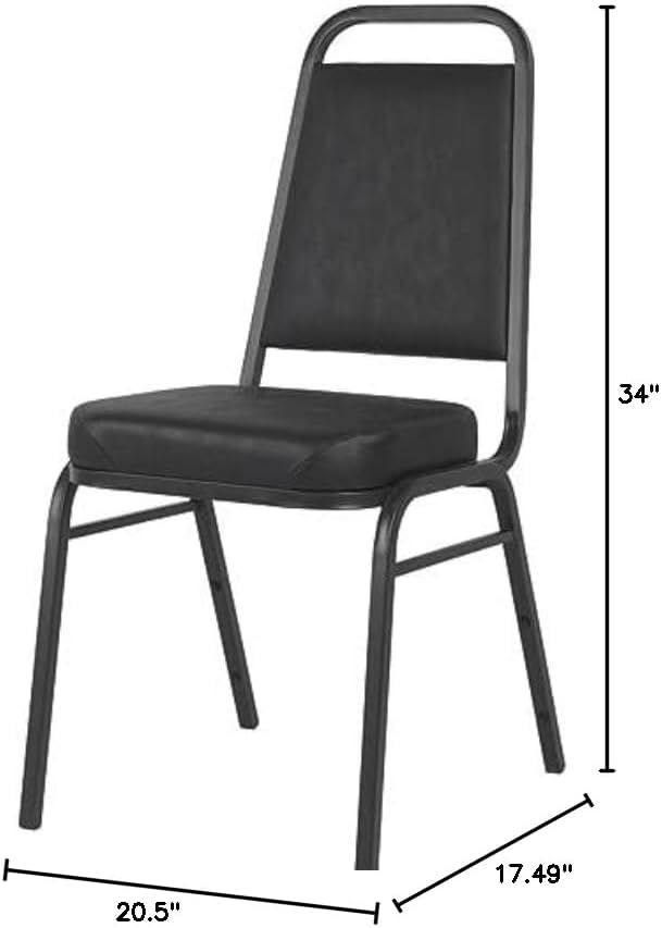 CenPro Commercial Black Stacking Chair with Padded Seat | Restaurants, Banquets, Dining Halls | 4-Pack (32Q-090)